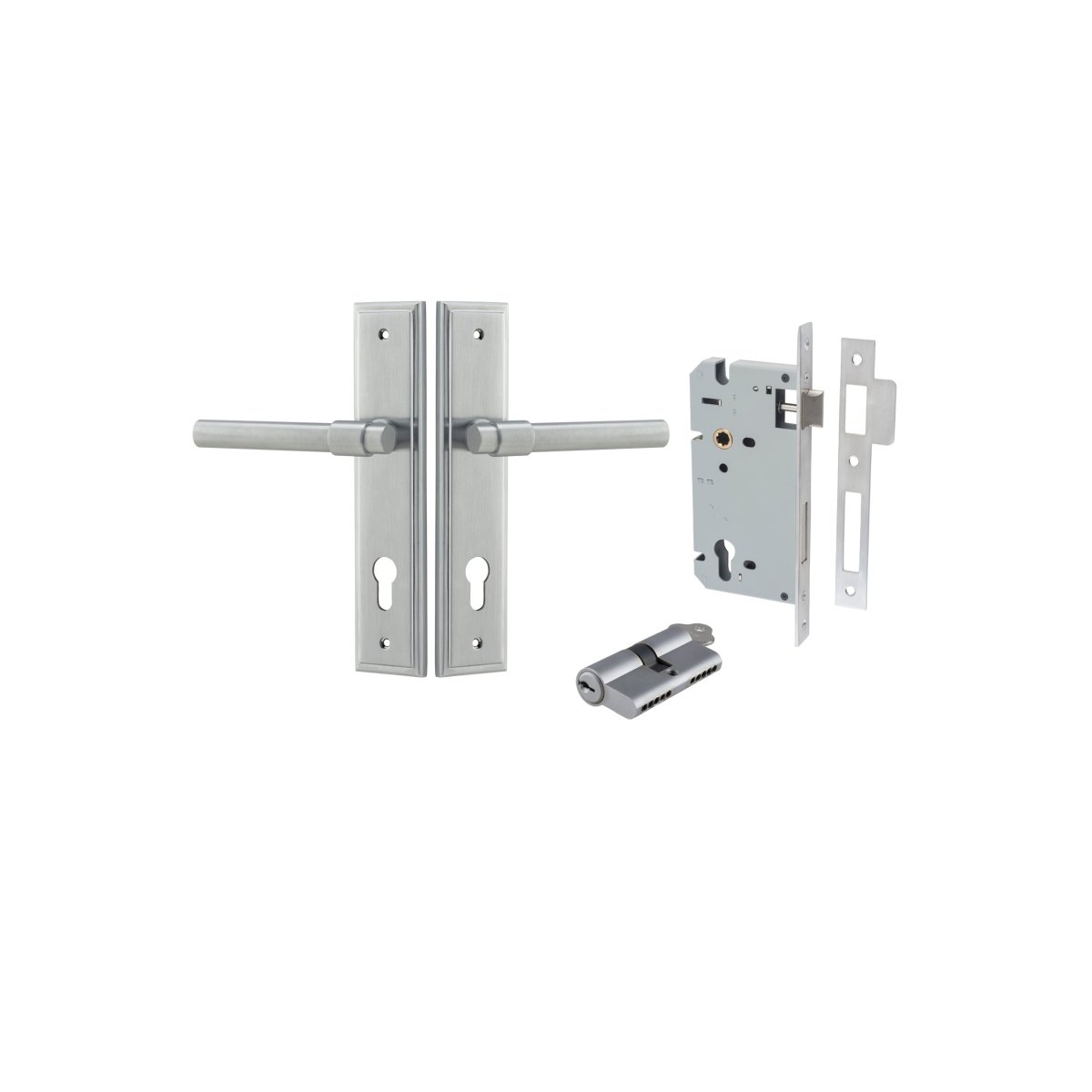 Helsinki Lever - Stepped Backplate - Entry Point - Iver - Brushed Chrome - Door Levers