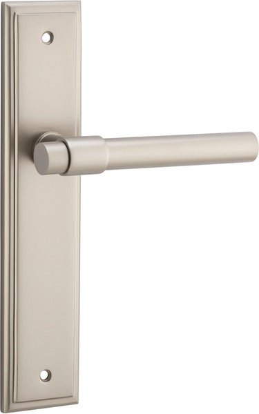 Helsinki Lever - Stepped Backplate - Entry Point - Iver - Satin Nickel - Door Levers