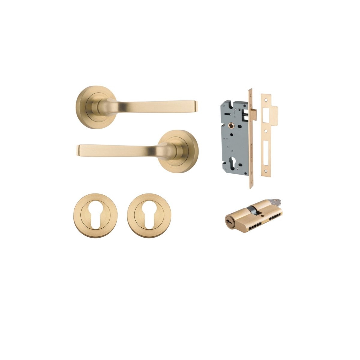 IVER Annecy Solid Brass Round Rose Door Handle – Multiple Finishes Available - Entry - Point - 0451KENTR60KK - Iver