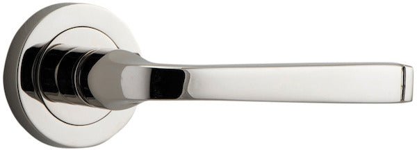 IVER Annecy Solid Brass Round Rose Door Handle – Multiple Finishes Available - Iver - Polished Nickel - Door Levers