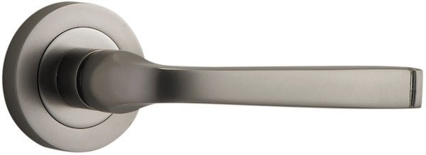 IVER Annecy Solid Brass Round Rose Door Handle – Multiple Finishes Available - Iver - Satin Nickel - Door Levers