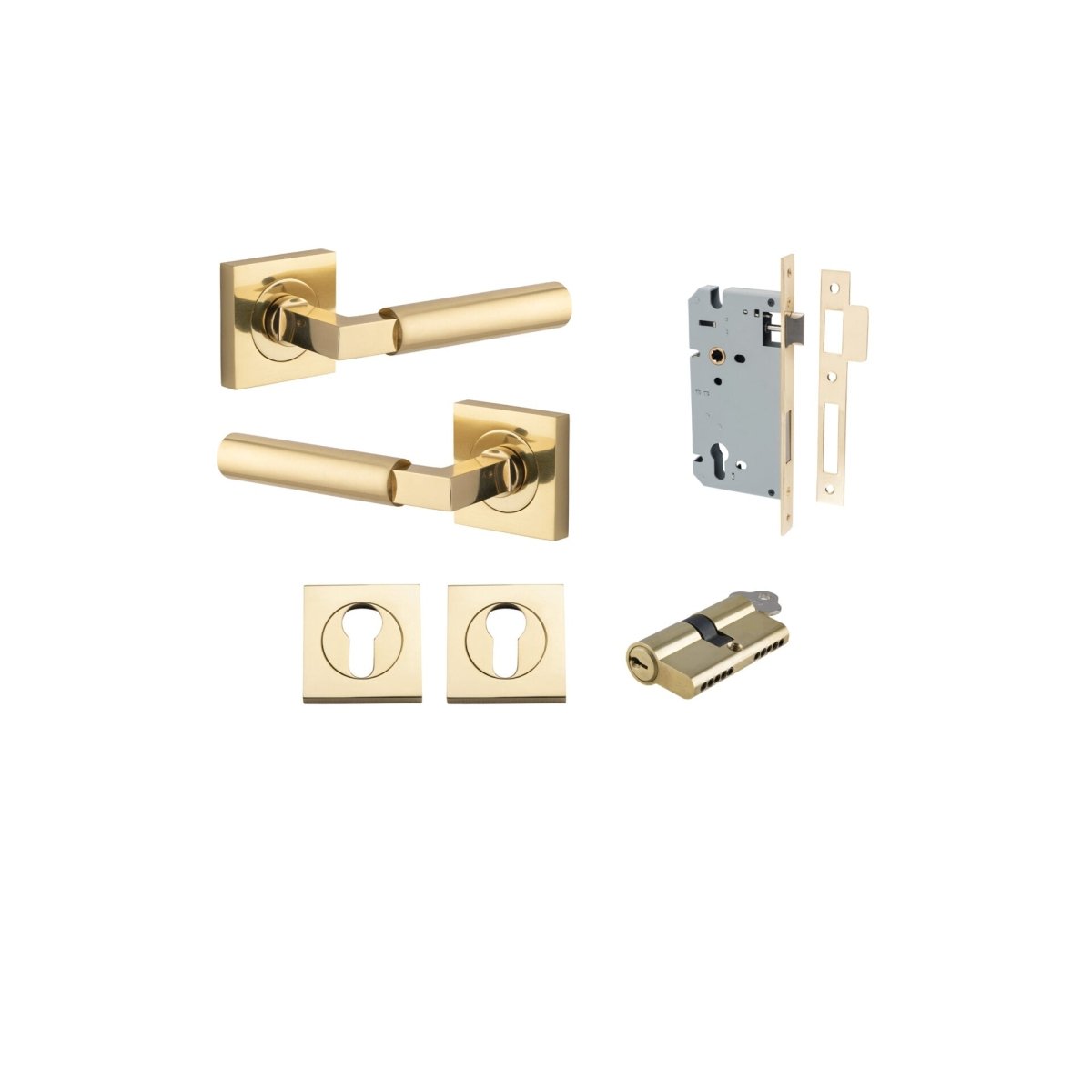 IVER Berlin Solid Brass Square Rose Door Handle – Multiple Finishes Available - Entry - Point - 0410KENTR60KK - Iver