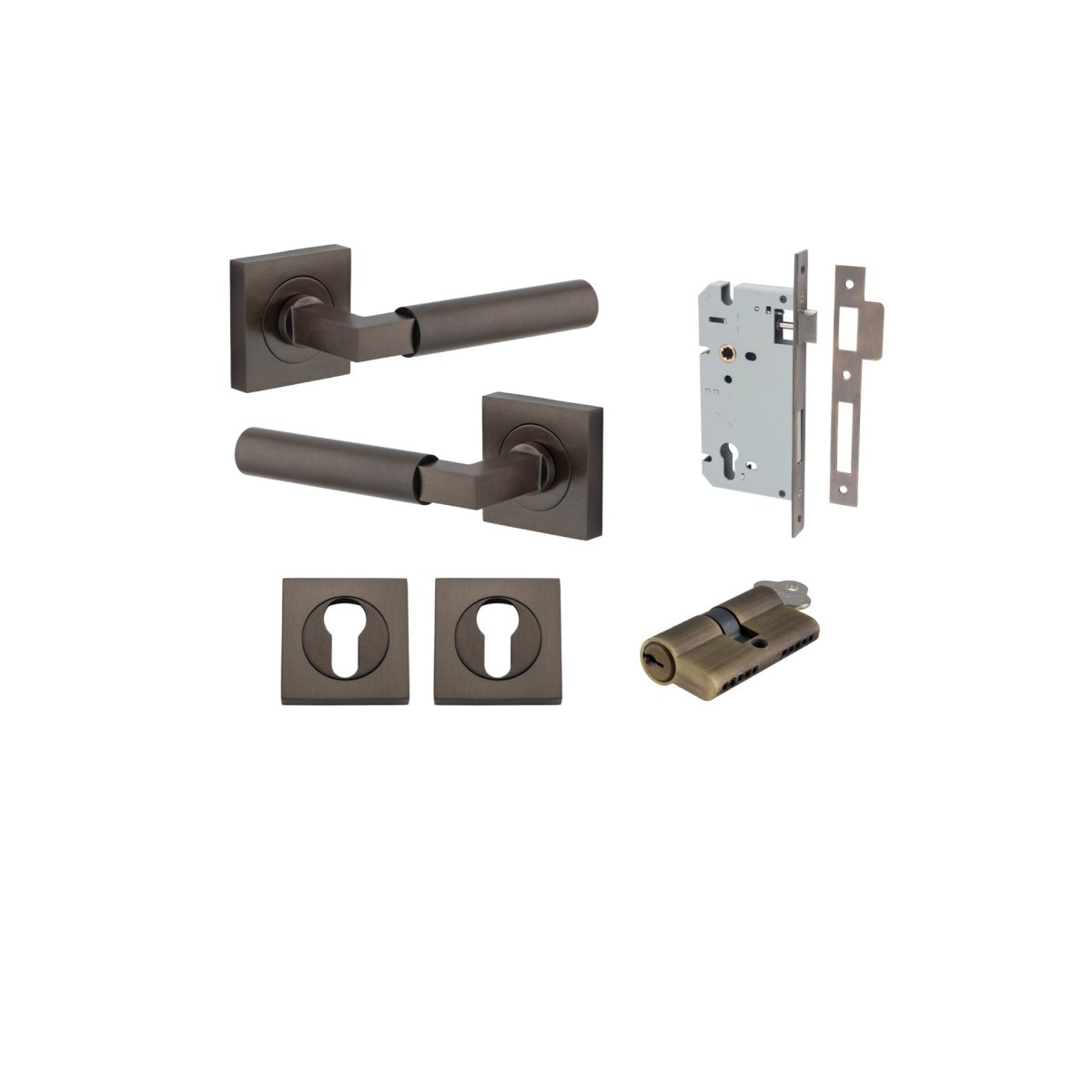 IVER Berlin Solid Brass Square Rose Door Handle – Multiple Finishes Available - Entry - Point - 0411KENTR60KK - Iver