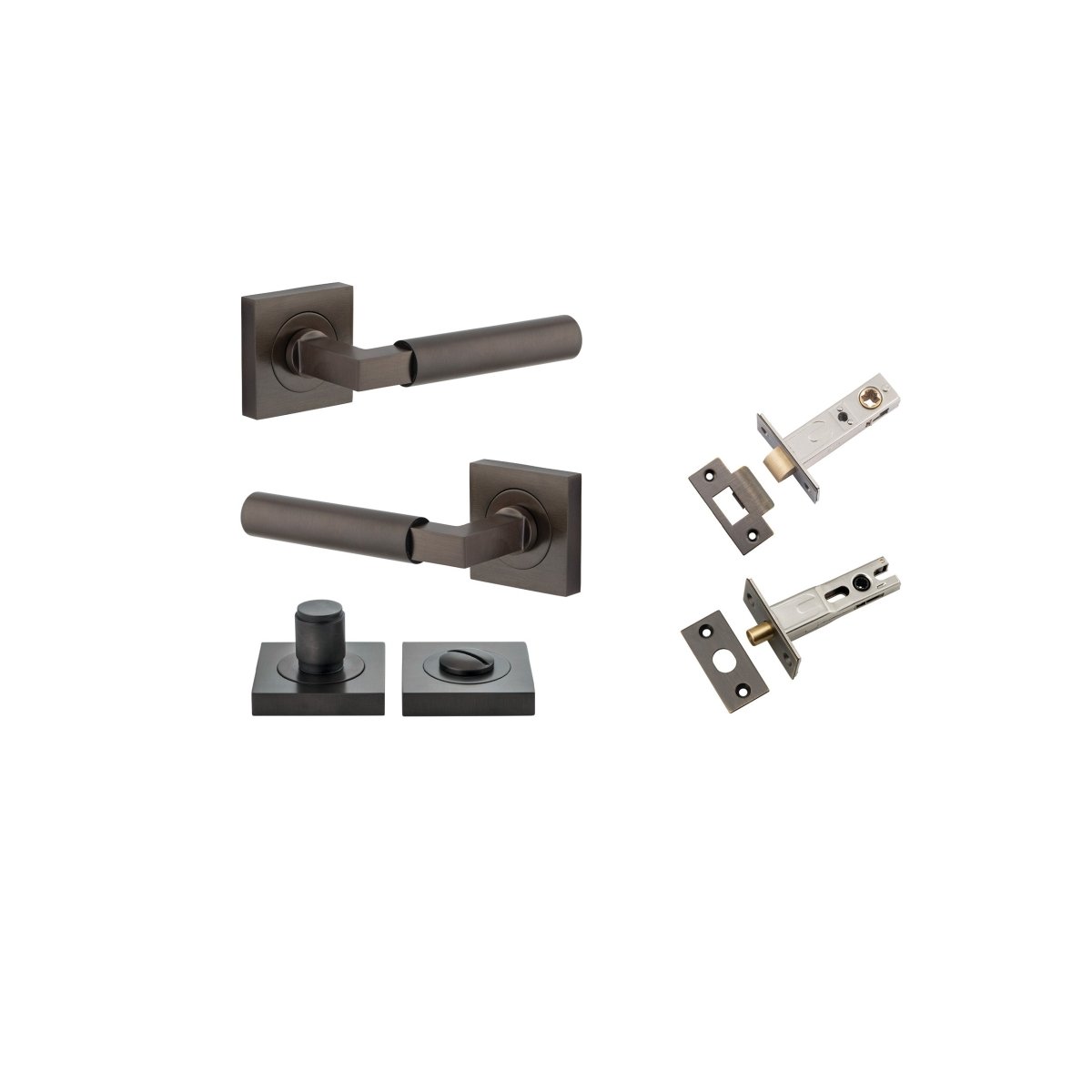 IVER Berlin Solid Brass Square Rose Door Handle – Multiple Finishes Available - Entry - Point - 0411KPRIV60 - Iver