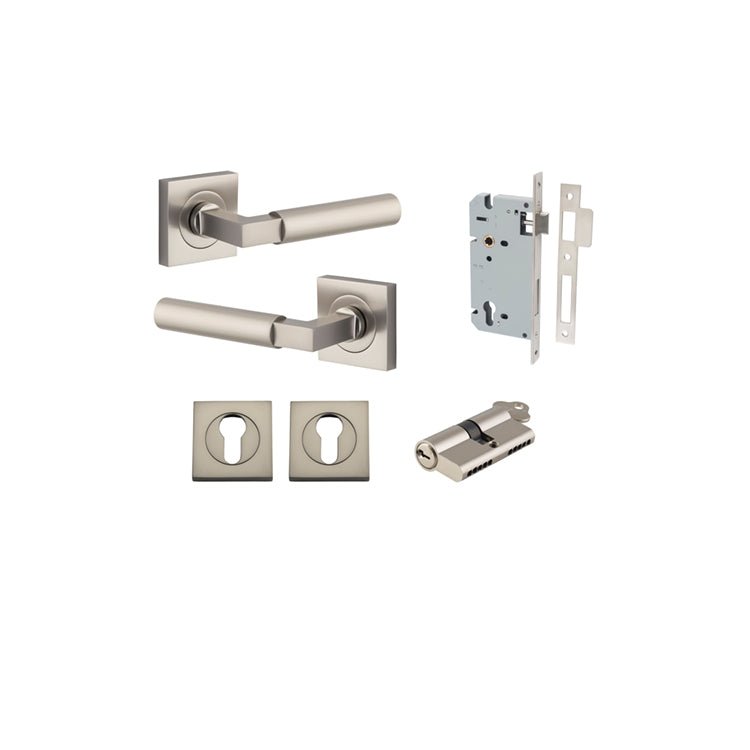 IVER Berlin Solid Brass Square Rose Door Handle – Multiple Finishes Available - Entry - Point - 0419KENTR60KK - Iver