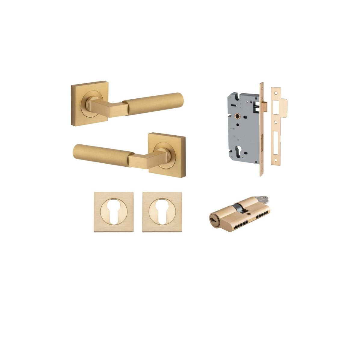 IVER Berlin Solid Brass Square Rose Door Handle – Multiple Finishes Available - Entry - Point - 0464KENTR60KK - Iver