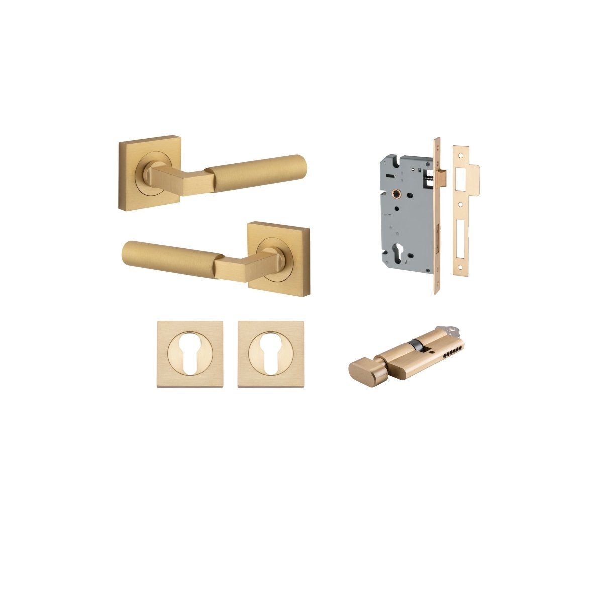 IVER Berlin Solid Brass Square Rose Door Handle – Multiple Finishes Available - Entry - Point - 0464KENTR60KT - Iver