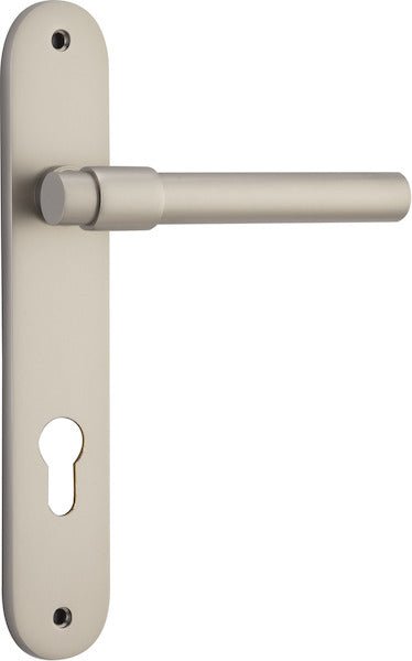 IVER Helsinki Solid Brass Oval Backplate Door Handle – Multiple Finishes Available - Entry - Point - 14900E85 - Iver