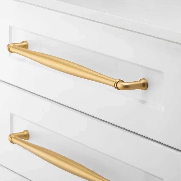 IVER Sarlat Cabinet Handles with Backplate – Multiple Finishes Available - Entry Point - Iver - Brushed Brass - Cabinet Pulls