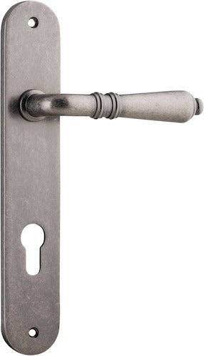 IVER Sarlat Solid Brass Oval Plate Door Handle – Multiple Finishes Available - Entry - Point - 13724E85 - Iver