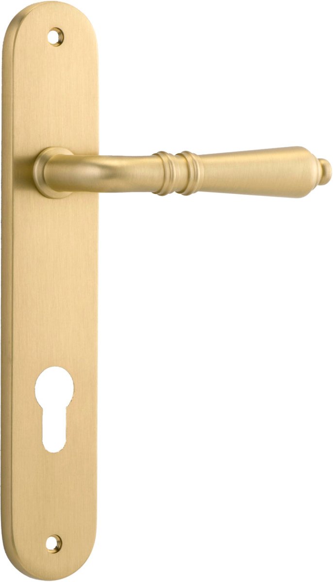 IVER Sarlat Solid Brass Oval Plate Door Handle – Multiple Finishes Available - Entry - Point - 16224E85 - Iver