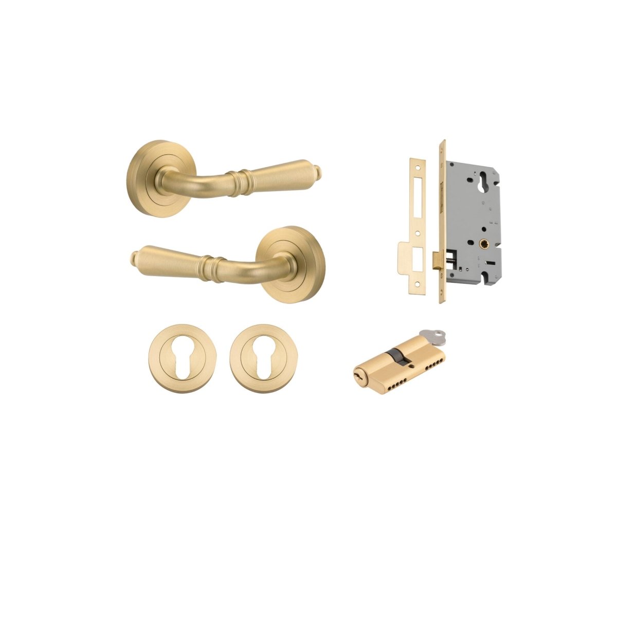 IVER Sarlat Solid Brass Round Rose Door Handle – Multiple Finishes Available - Entry - Point - 16260KENTR60KK - Iver