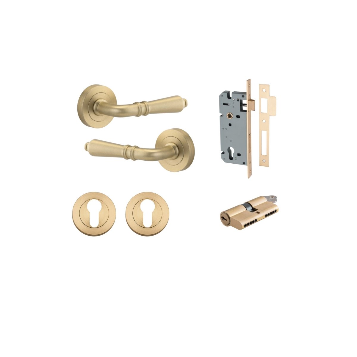 IVER Sarlat Solid Brass Round Rose Door Handle – Multiple Finishes Available - Entry - Point - 9199KENTR60KK - Iver