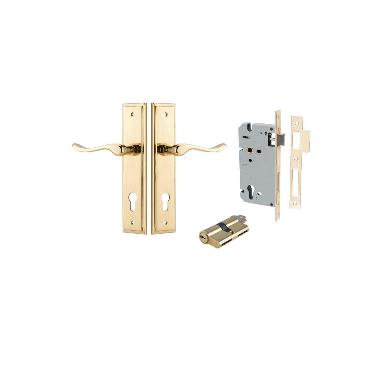 IVER Stirling Solid Brass Stepped Door Handle – Multiple Finishes Available - Entry - Point - 10426KENTR60KK - Iver