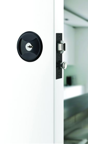 Lockwood Symmetry Round Cavity Sliding Door Privacy Set in Matt Black - Entry - Point - 7400MBKDP - Lockwood