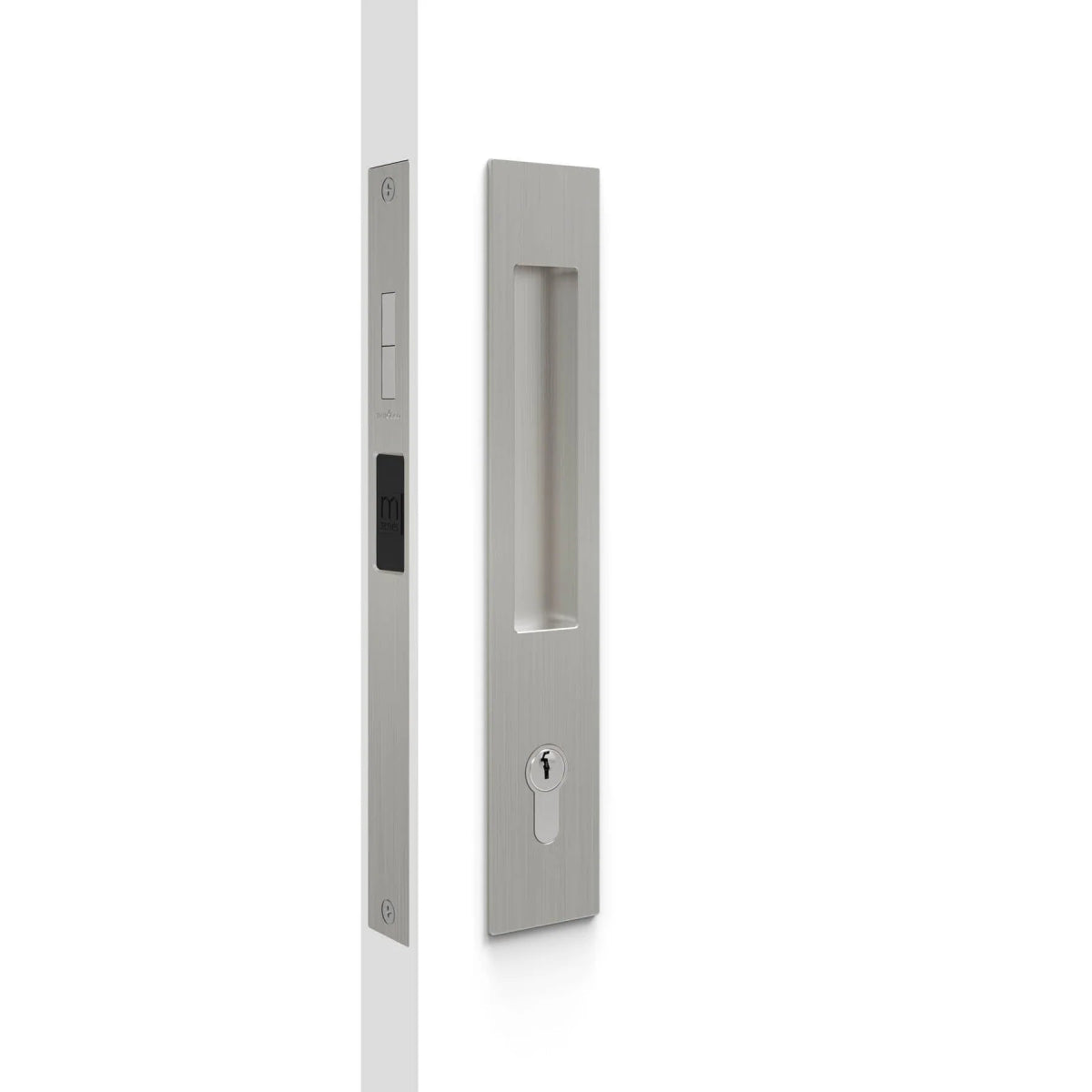 M Series Flush Pull Lock Set By Mardeco - Brushed Nickel - Entry - Point - BN8104/SET+BN8500/38KA1 - Mardeco