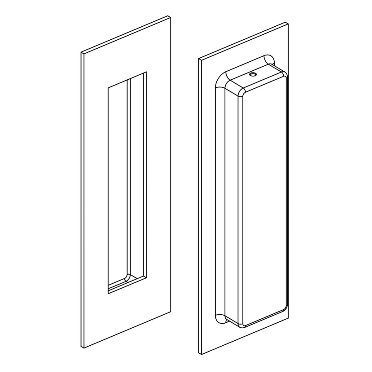 Line drawing of Manovella 120mm x 40mm Flush Pull in Matt Black finish