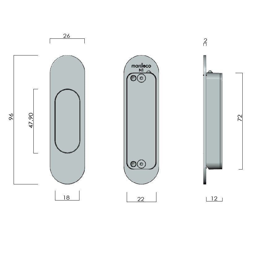 Mardeco 9000 Series Radius Edged END Pull - Entry - Point - BR9001/92 - Mardeco