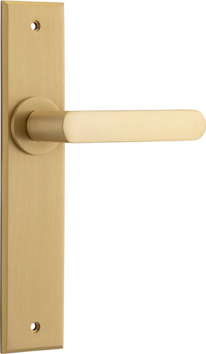 Osaka Lever - Chamfered Backplate - Entry Point - Iver - Brushed Brass - Door Levers