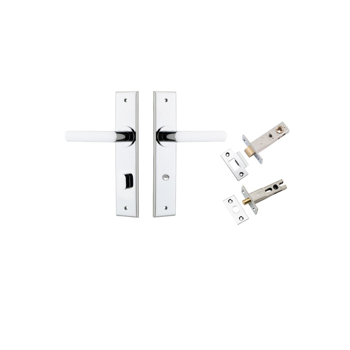 Osaka Lever - Chamfered Backplate - Entry Point - Iver - Polished Chrome - Door Levers