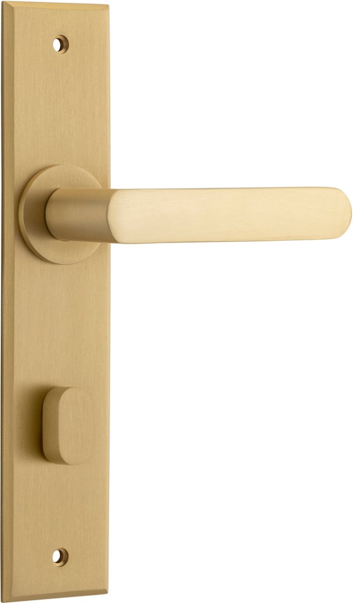 Osaka Lever - Chamfered Backplate - Entry Point - Iver - Brushed Brass - Door Levers