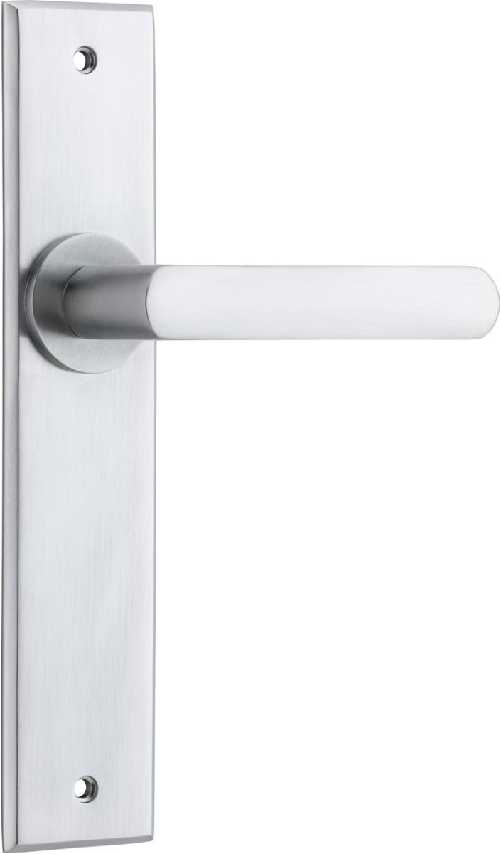 Osaka Lever - Chamfered Backplate - Entry Point - Iver - Brushed Chrome - Door Levers