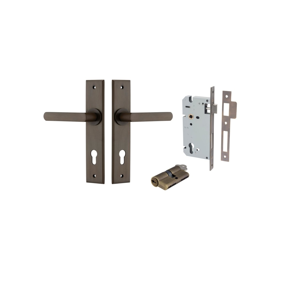 Osaka Lever - Chamfered Backplate - Entry Point - Iver - Signature Brass - Door Levers