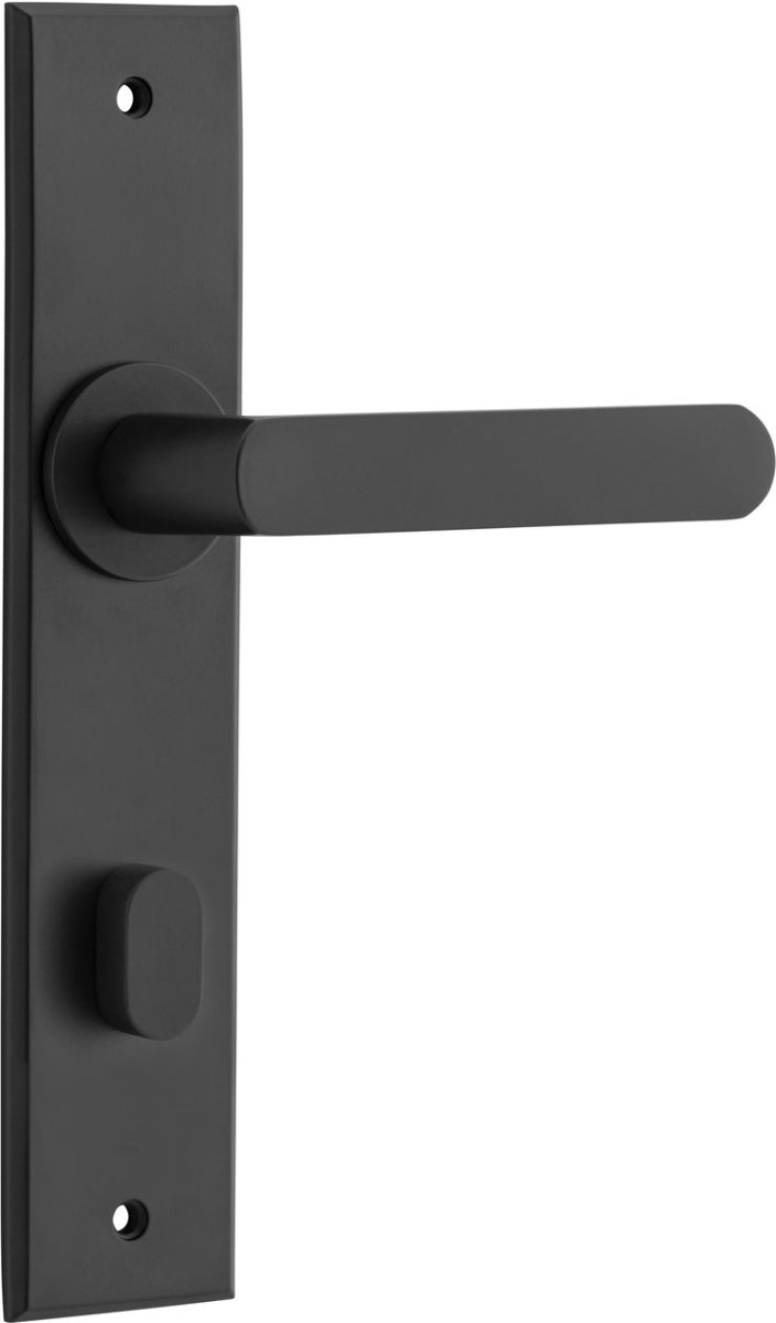 Osaka Lever - Chamfered Backplate - Entry Point - Iver - Matt Black - Door Levers