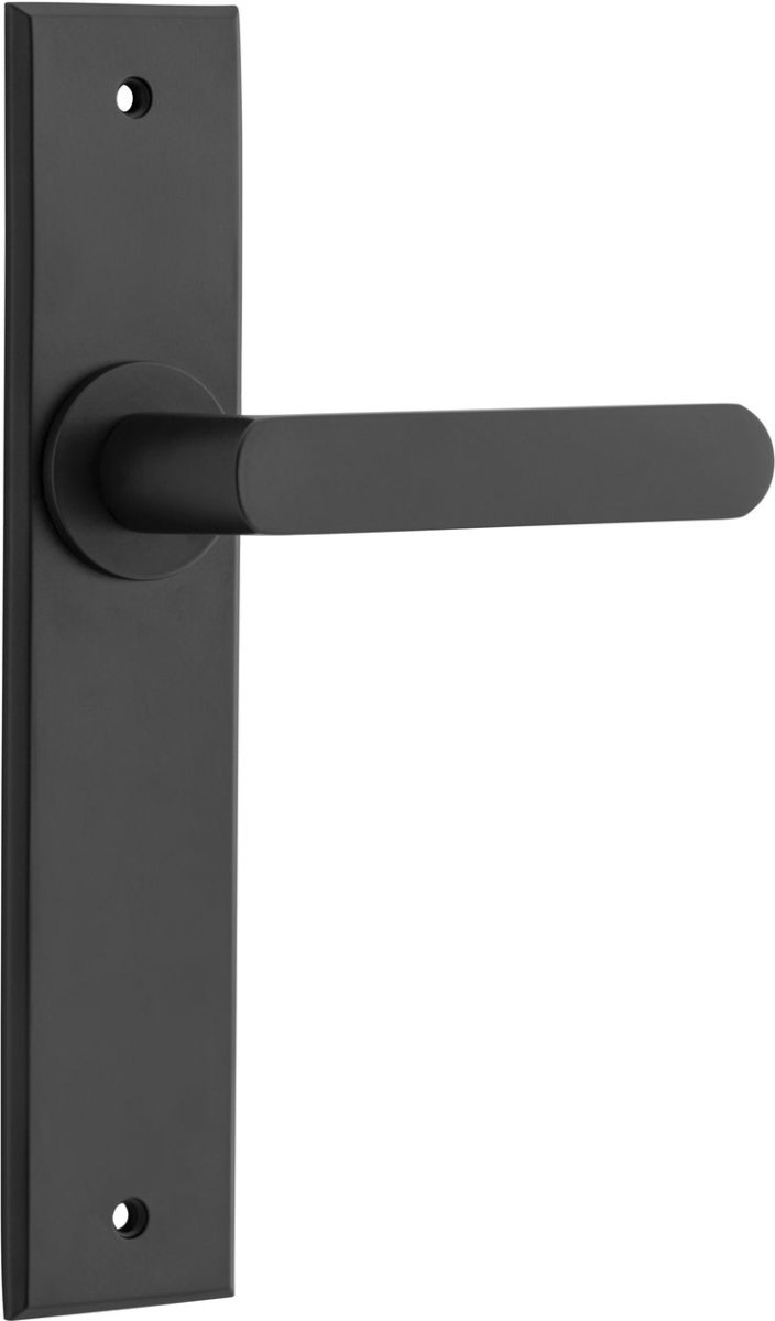 Osaka Lever - Chamfered Backplate - Entry Point - Iver - Matt Black - Door Levers