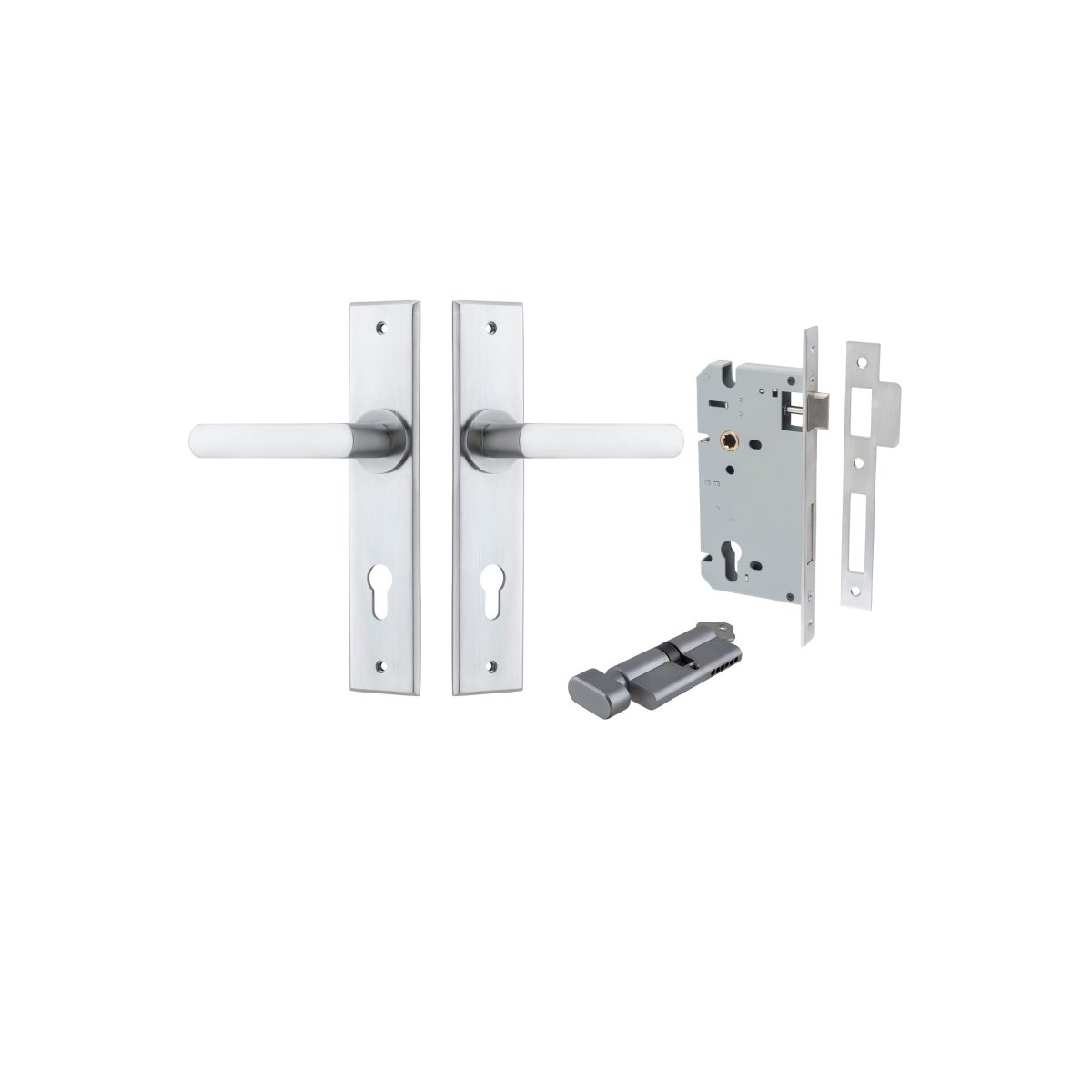 Osaka Lever - Chamfered Backplate - Entry Point - Iver - Brushed Chrome - Door Levers