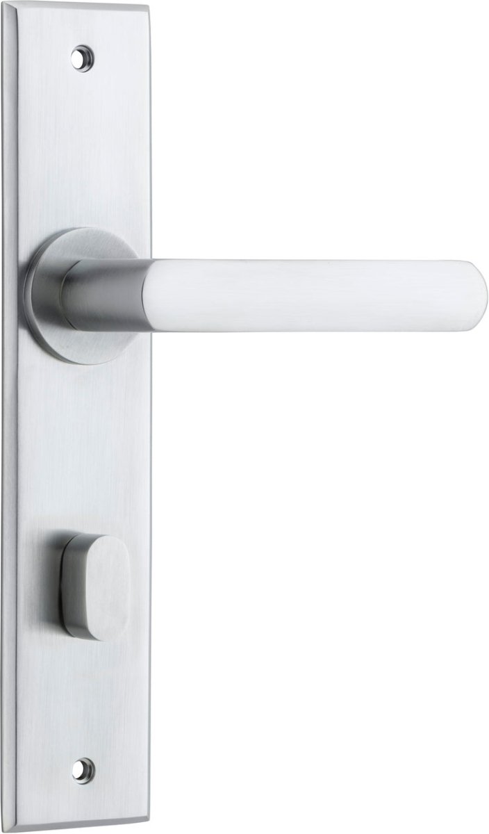 Osaka Lever - Chamfered Backplate - Entry Point - Iver - Brushed Chrome - Door Levers