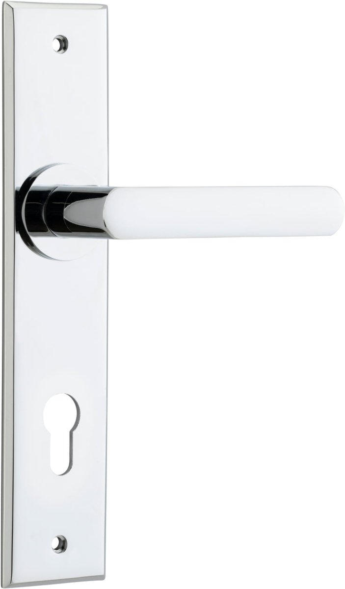 Osaka Lever - Chamfered Backplate - Entry Point - Iver - Polished Chrome - Door Levers