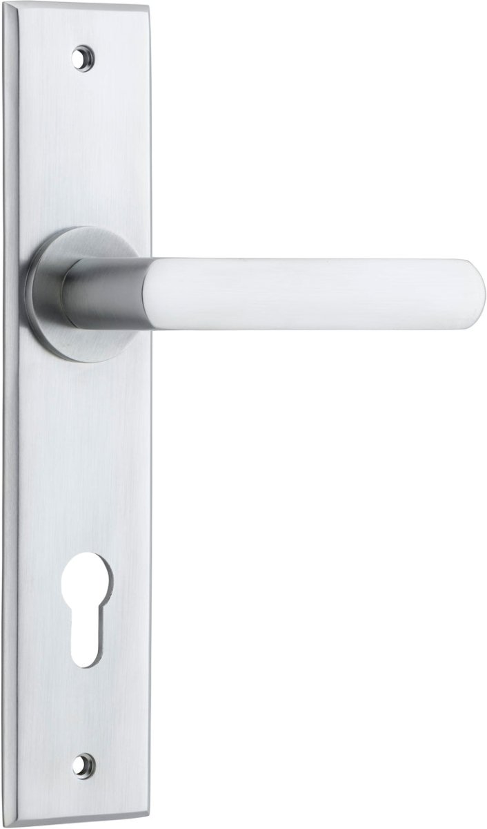 Osaka Lever - Chamfered Backplate - Entry Point - Iver - Brushed Chrome - Door Levers