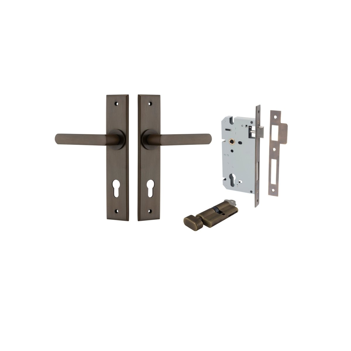 Osaka Lever - Chamfered Backplate - Entry Point - Iver - Signature Brass - Door Levers