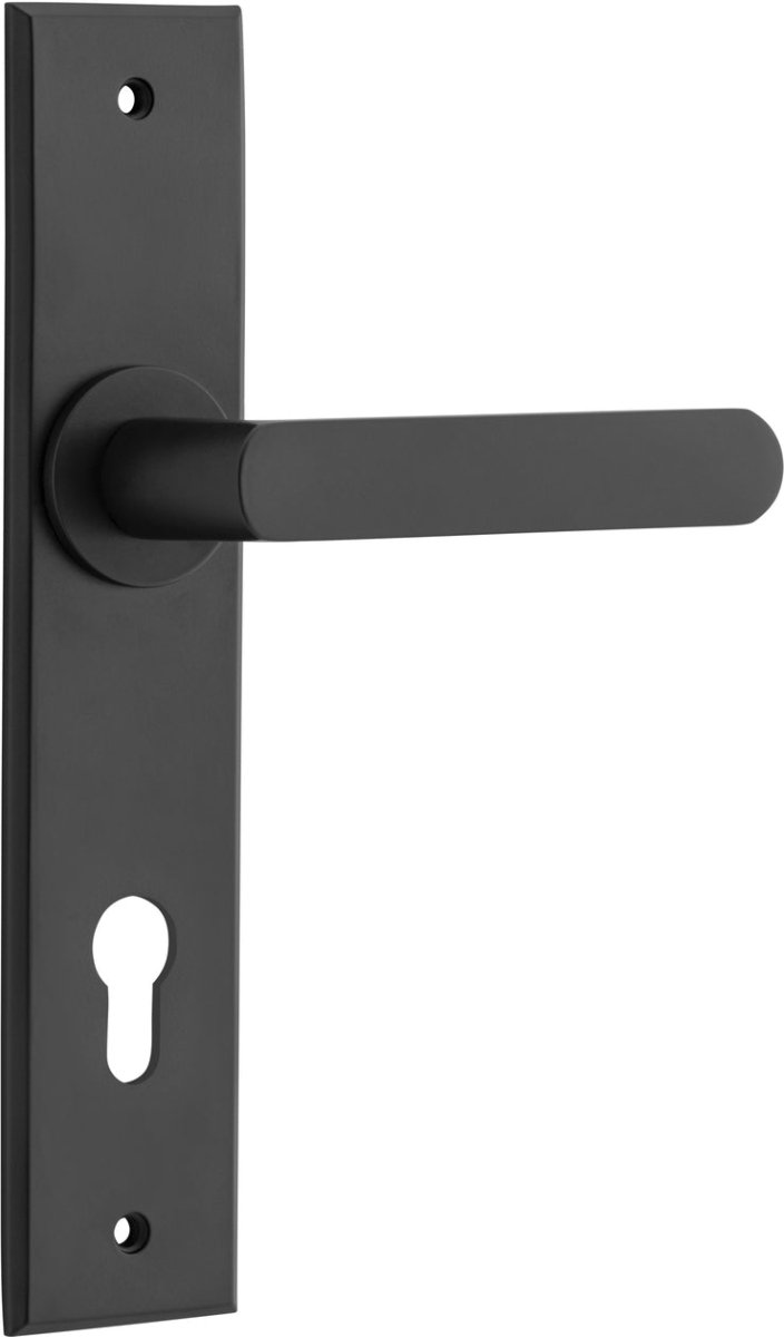 Osaka Lever - Chamfered Backplate - Entry Point - Iver - Matt Black - Door Levers