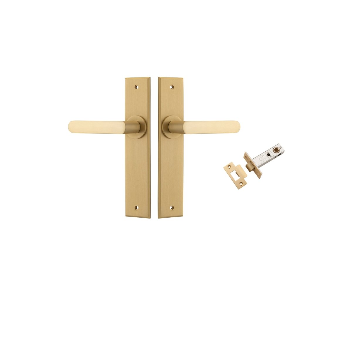 Osaka Lever - Chamfered Backplate - Entry Point - Iver - Brushed Brass - Door Levers