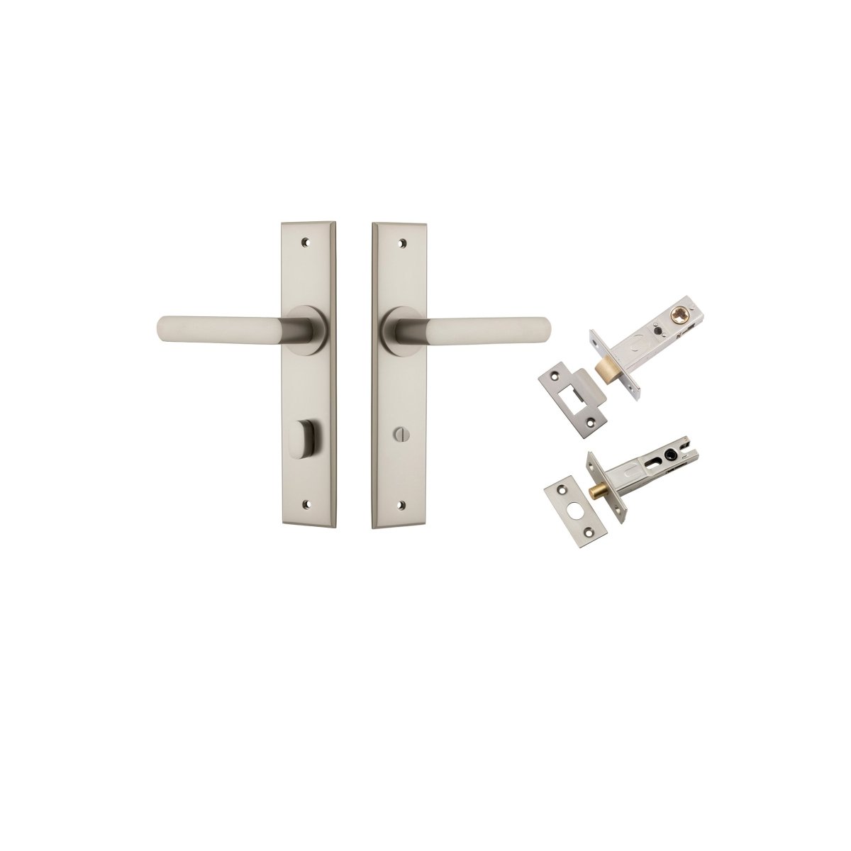 Osaka Lever - Chamfered Backplate - Entry Point - Iver - Satin Nickel - Door Levers