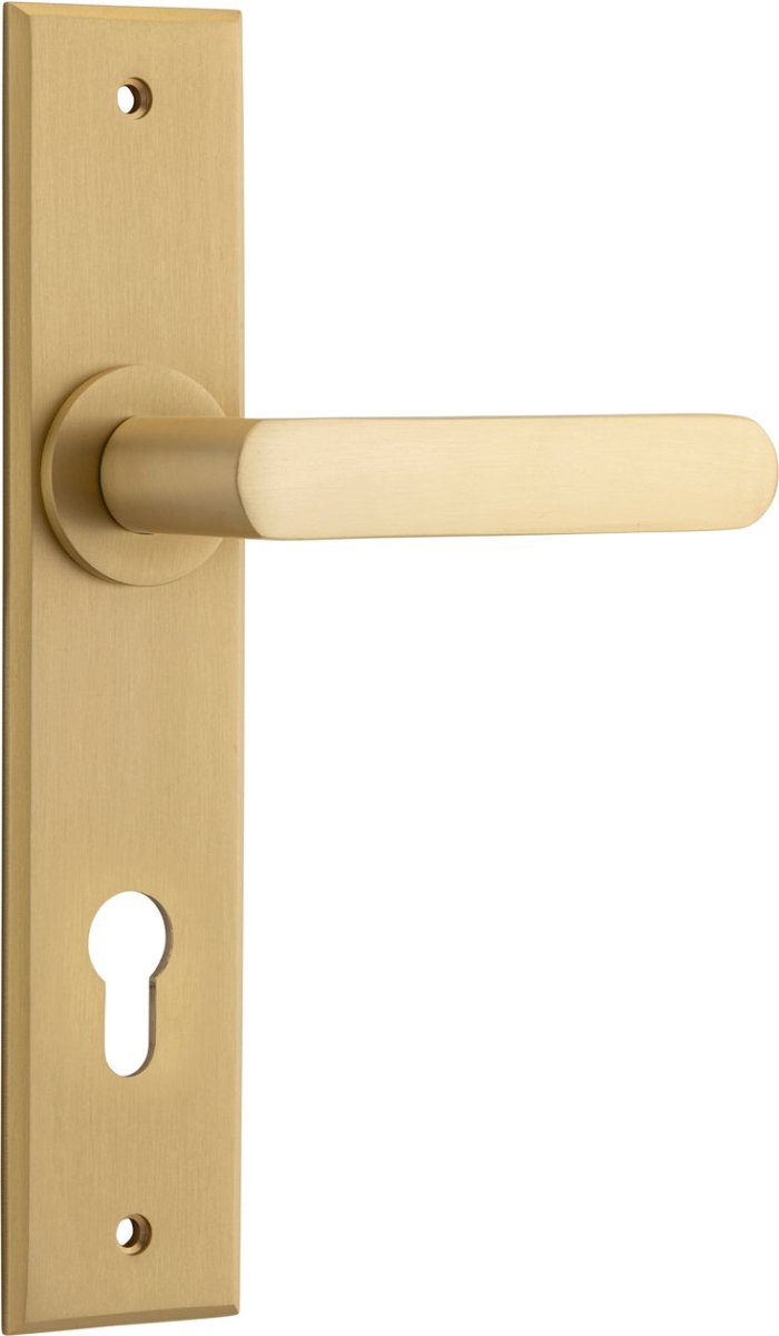 Osaka Lever - Chamfered Backplate - Entry Point - Iver - Brushed Brass - Door Levers