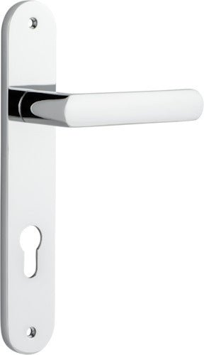 Osaka Lever - Oval Backplate - Entry Point - Iver - Polished Chrome - Door Levers