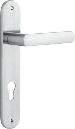 Osaka Lever - Oval Backplate - Entry Point - Iver - Brushed Chrome - Door Levers