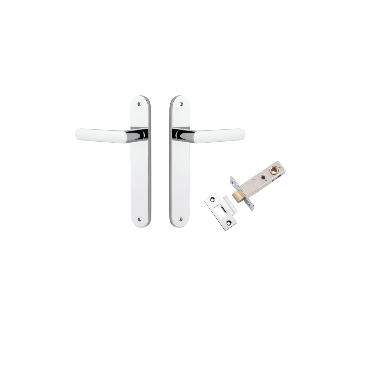 Osaka Lever - Oval Backplate - Entry Point - Iver - Polished Chrome - Door Levers