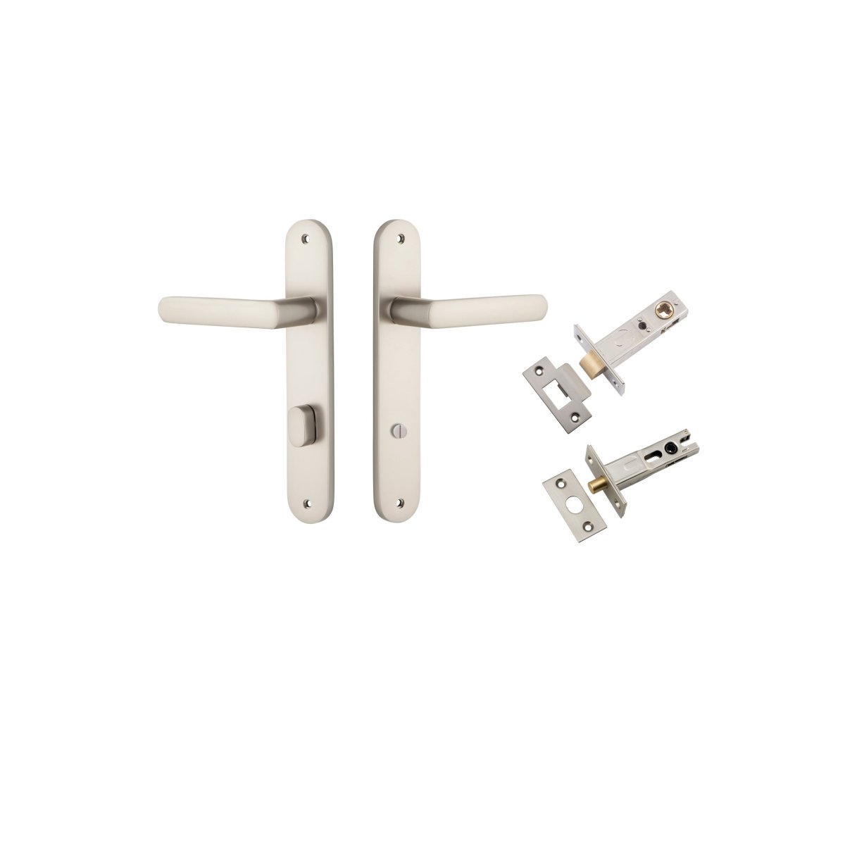 Osaka Lever - Oval Backplate - Entry Point - Iver - Satin Nickel - Door Levers