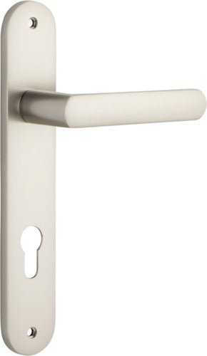 Osaka Lever - Oval Backplate - Entry Point - Iver - Satin Nickel - Door Levers