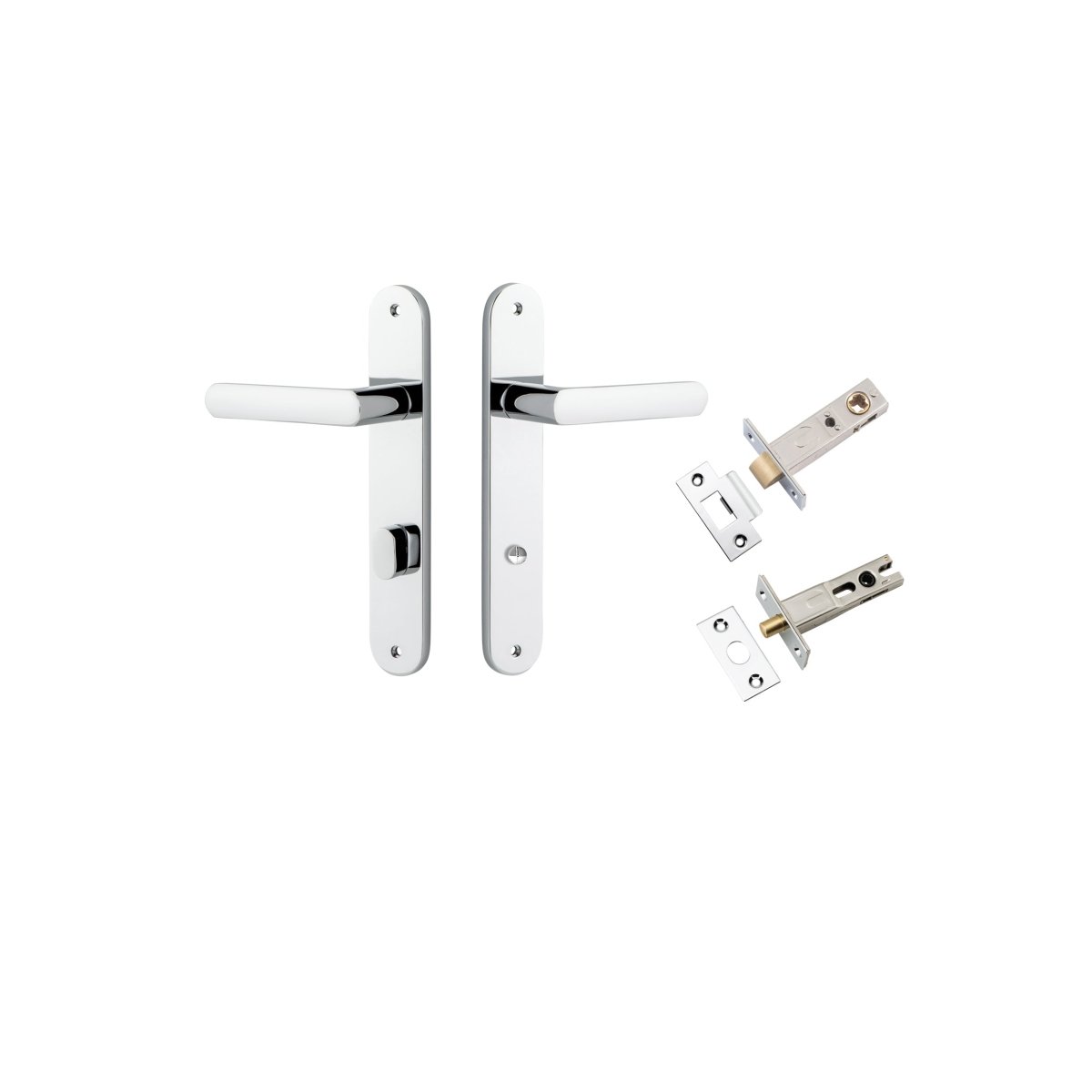 Osaka Lever - Oval Backplate - Entry Point - Iver - Polished Chrome - Door Levers