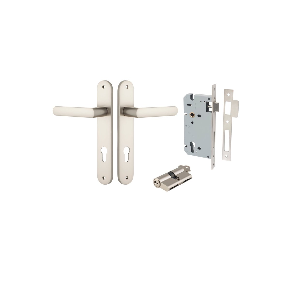 Osaka Lever - Oval Backplate - Entry Point - Iver - Satin Nickel - Door Levers