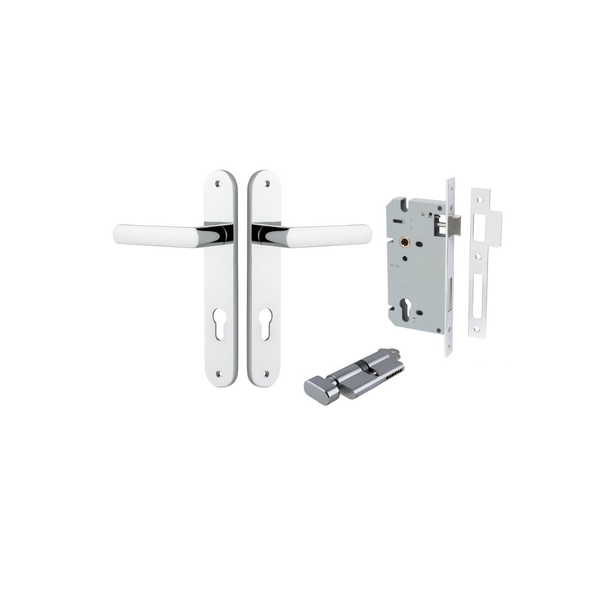 Osaka Lever - Oval Backplate - Entry Point - Iver - Polished Chrome - Door Levers