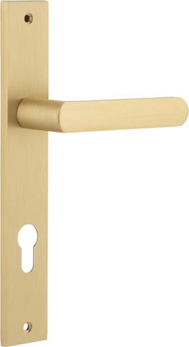 Osaka Lever - Rectangular Backplate - Entry Point - Iver - Brushed Brass - Door Levers