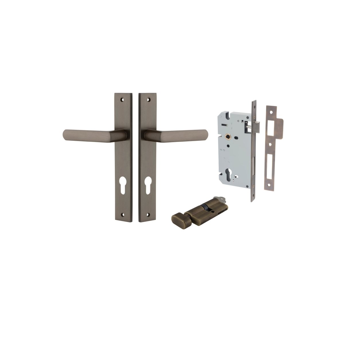 Osaka Lever - Rectangular Backplate - Entry Point - Iver - Signature Brass - Door Levers