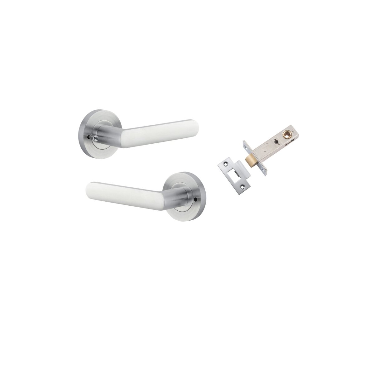 Osaka Lever - Round Rose - Entry Point - Iver - Brushed Chrome - Door Levers