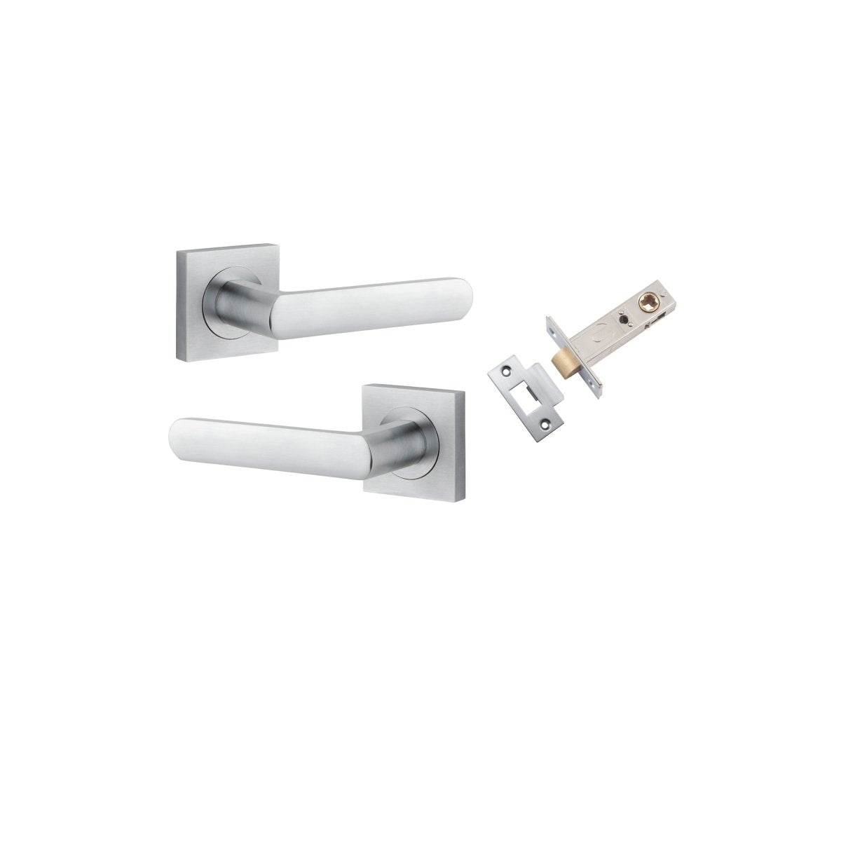 Osaka Lever - Square Rose - Entry Point - Iver - Brushed Chrome - Door Levers